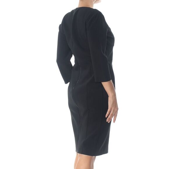 NARCISO RODRIGUEZ Womens Black Long Sleeve V Neck Knee Length Shift Dress 18 - Picture 3 of 4